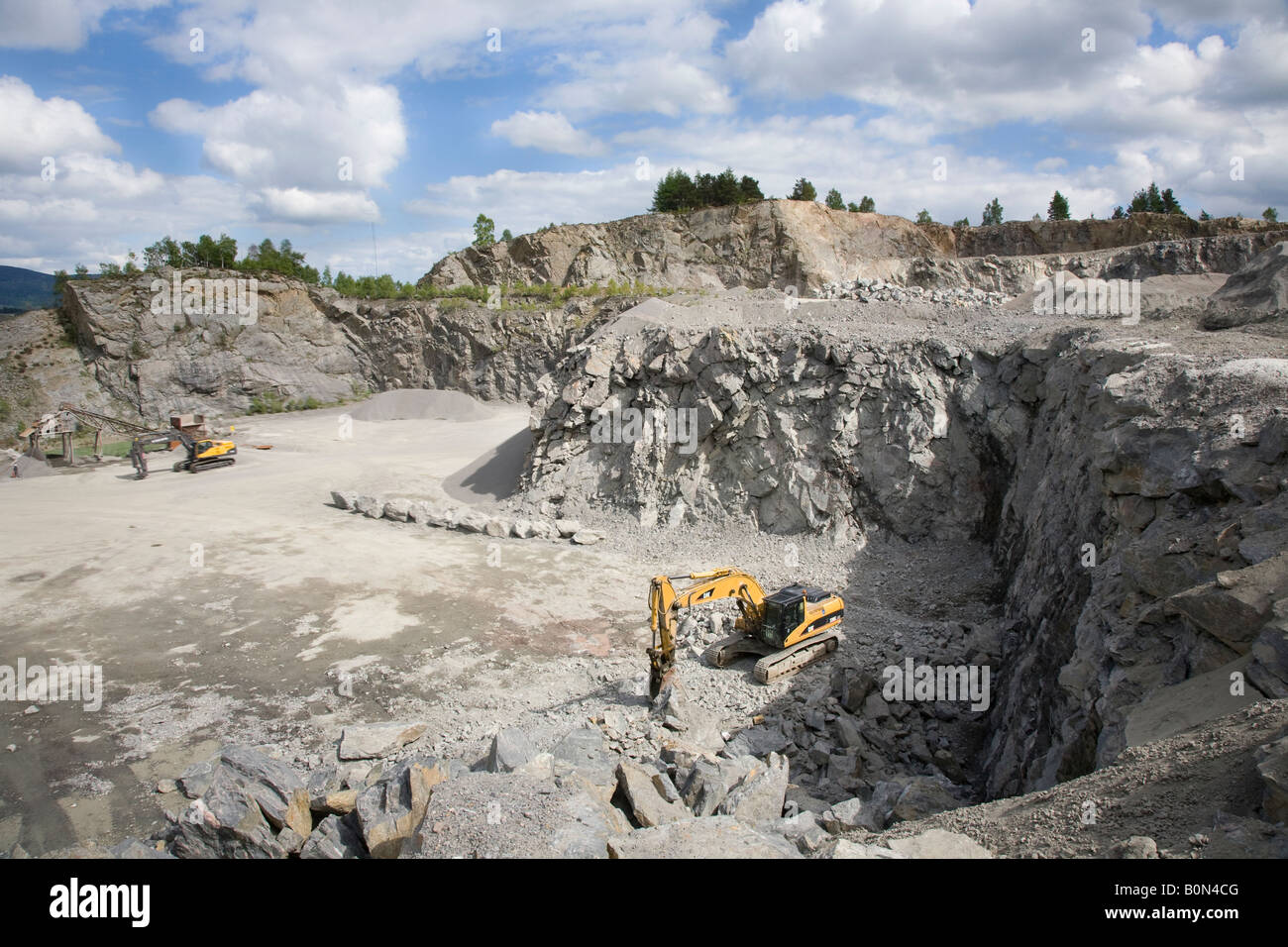 Excavation of Craiglash stone & scottish granite Quarry machines at
