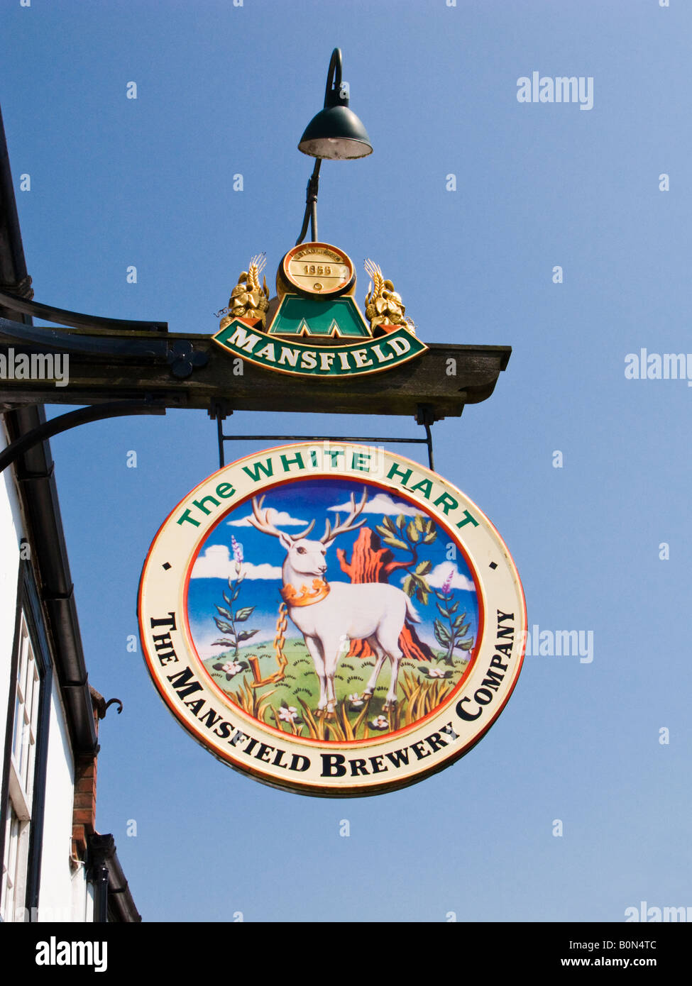 Pub sign for the White Hart Stock Photo