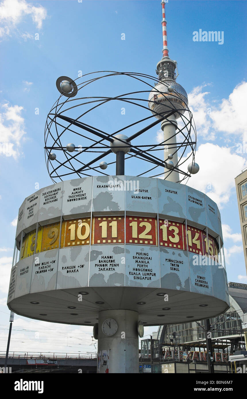 World Time Clock at Alexanderplatz Berlin Germany April 2008 Stock