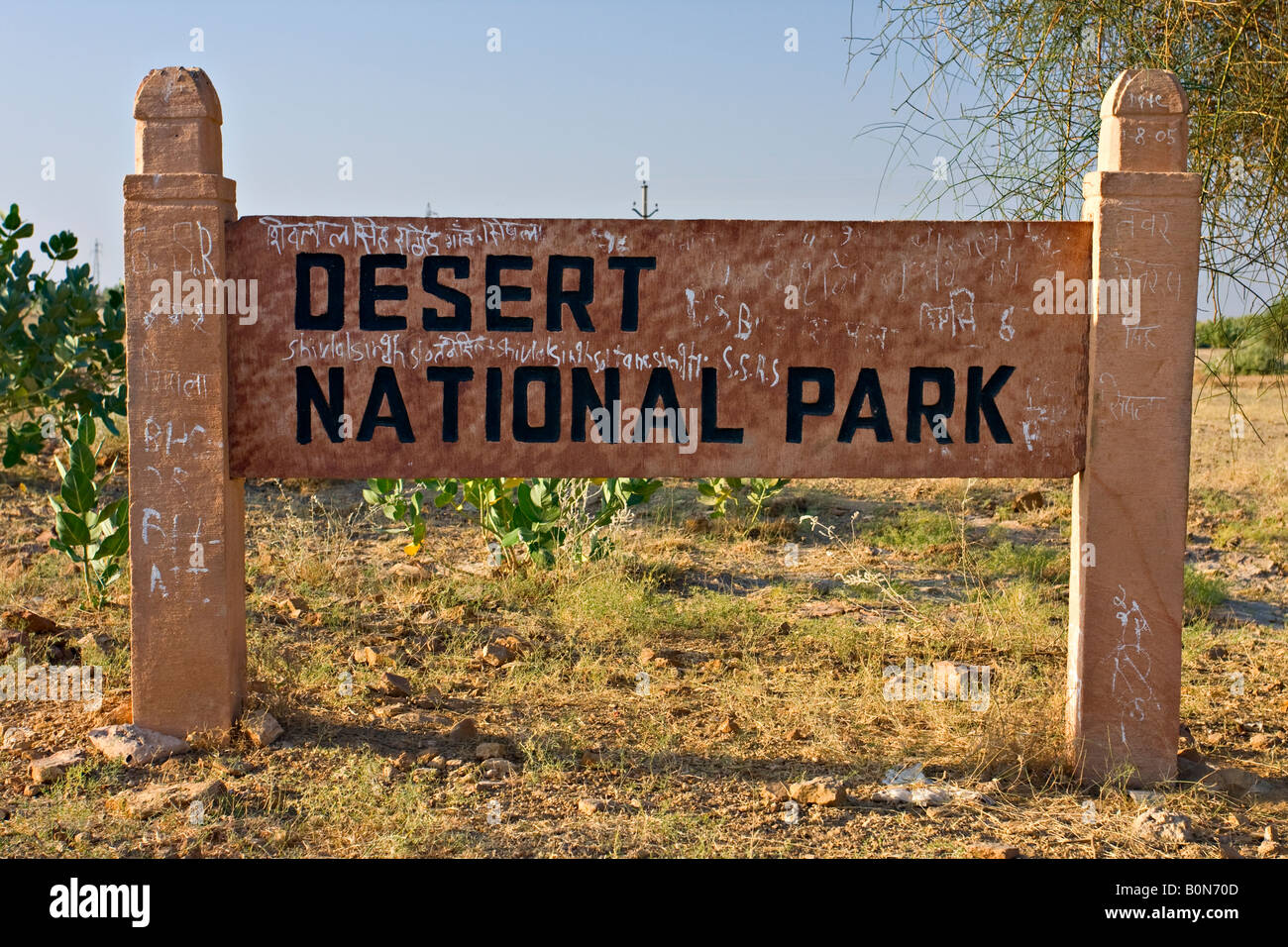 Thar Desert National Park Sign, Rajasthan, India, Asia Stock Photo