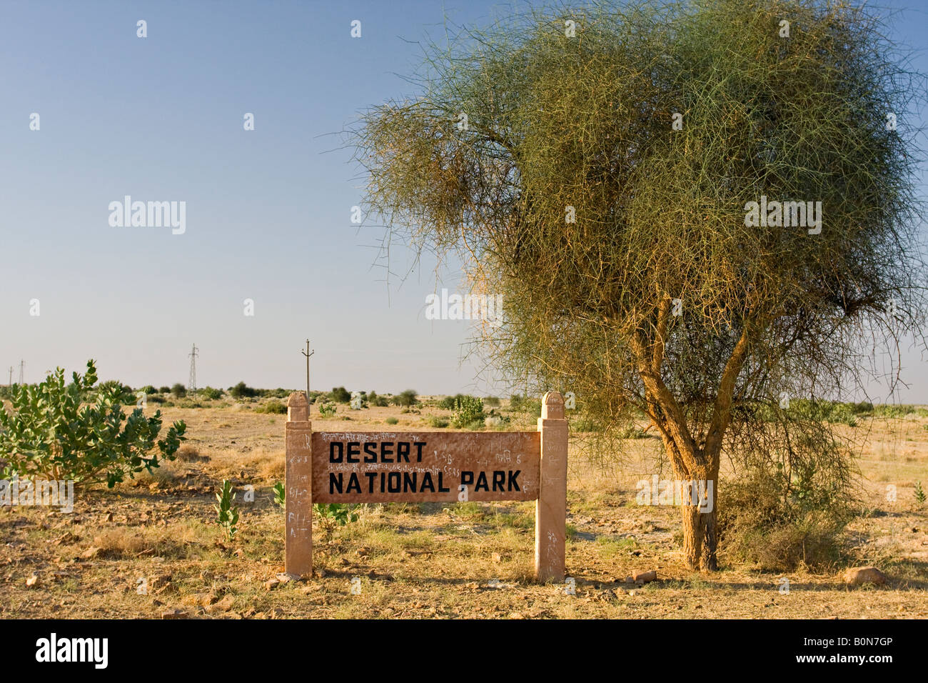 Thar Desert National Park Sign, Rajasthan, India, Asia Stock Photo