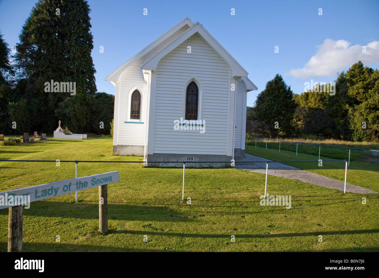 Our Lady of the Snows Church,Fox Glacier township,south island ,new zealand Stock Photo