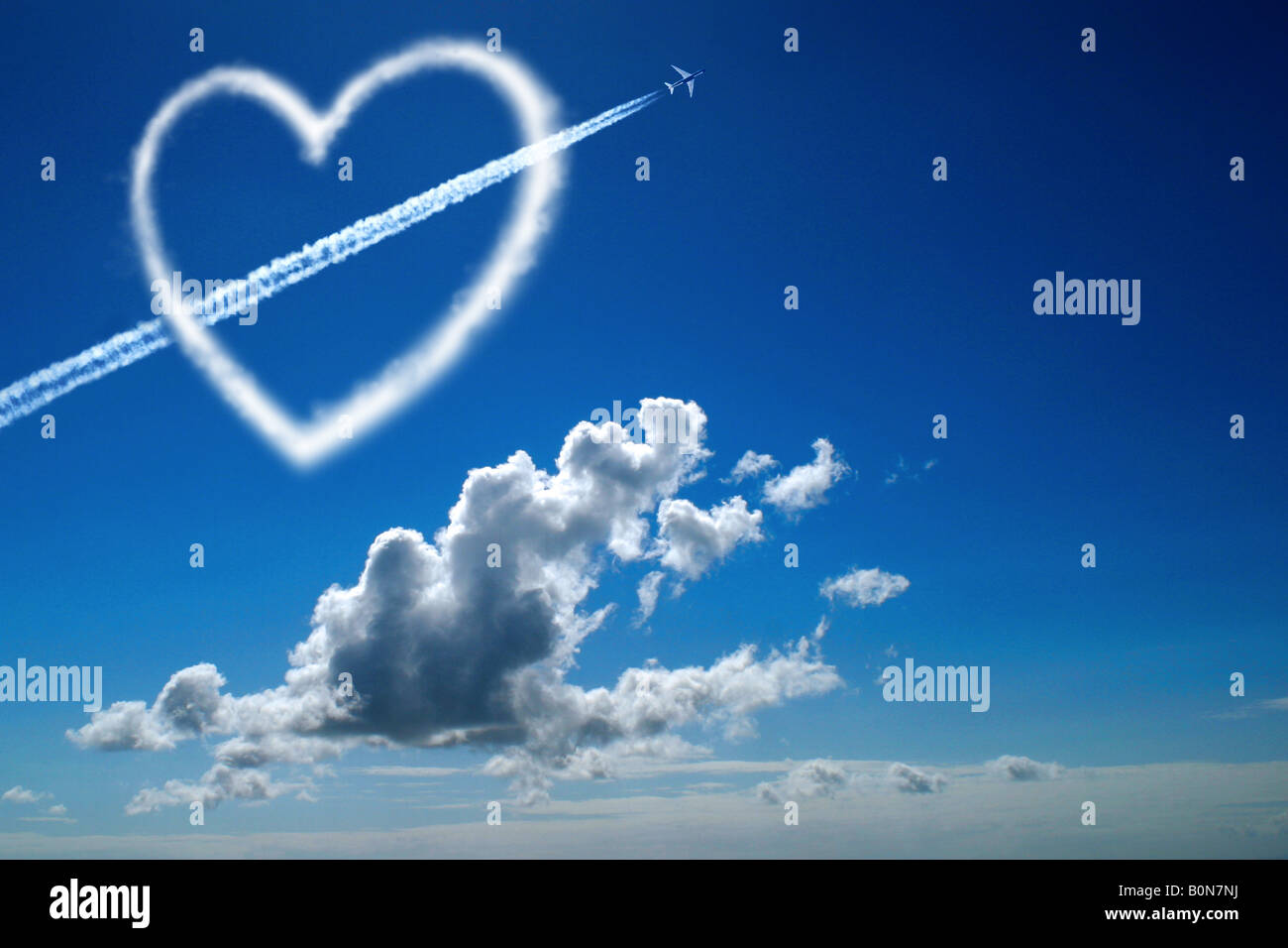 Love Heart In The Sky Made By An Airplane Stock Photo Alamy