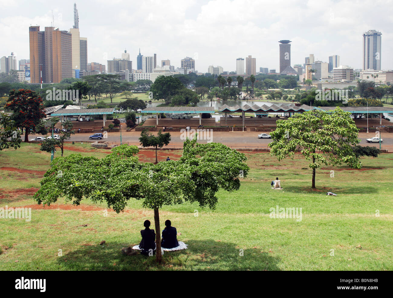 Kenya: view from Uhuru Park to the skyline of Nairobi Stock Photo