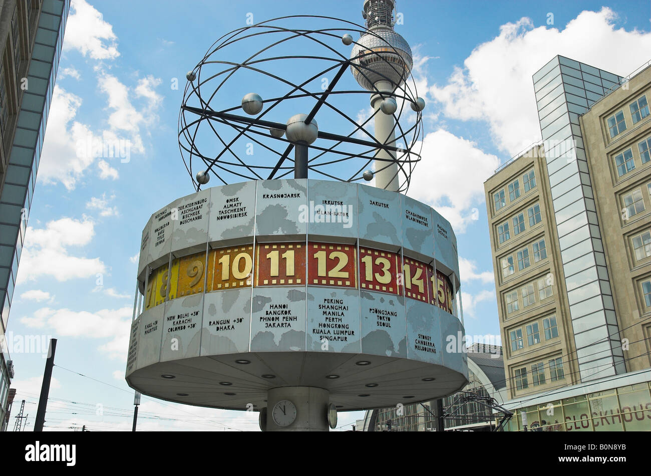 World Time Clock at Alexanderplatz Berlin Germany April 2008 Stock