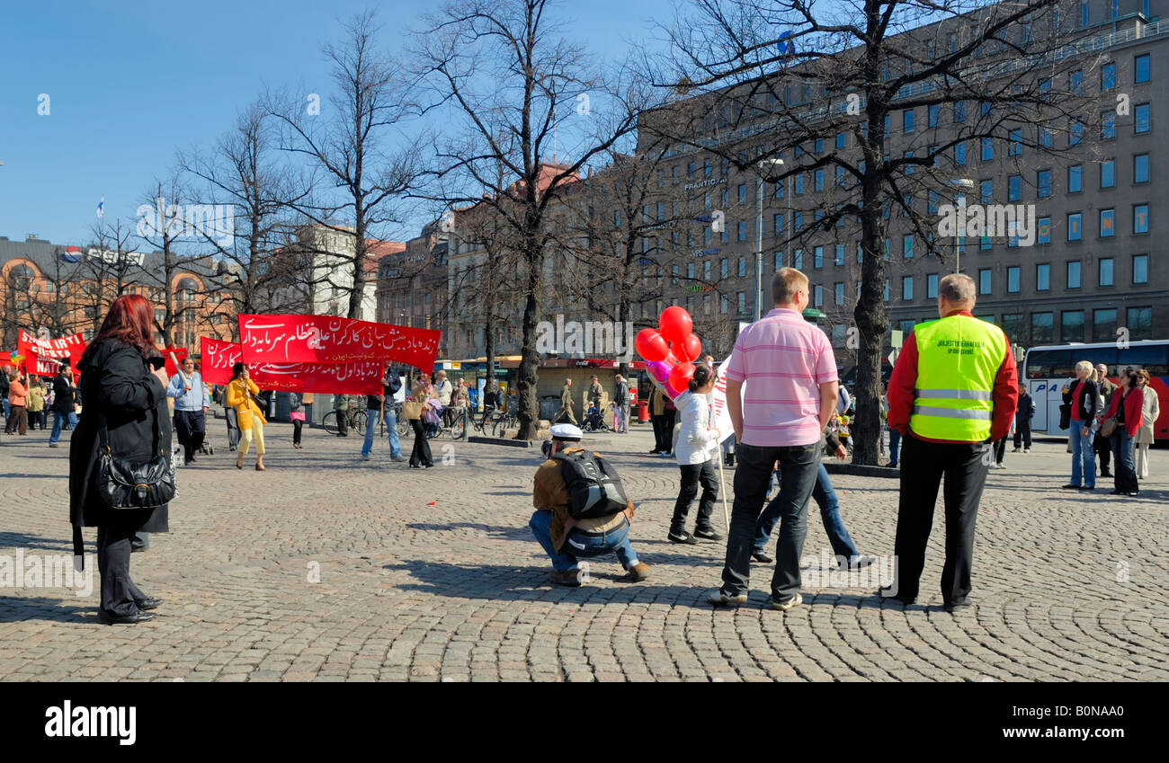 An ethnicgroup protest at May Day, Helsinki, Finland, Europe. Stock Photo