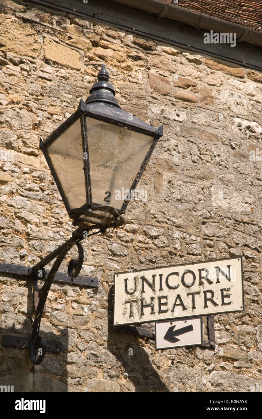 Lamplight & Sign Unicorn Theatre, Abingdon, Oxon Stock Photo