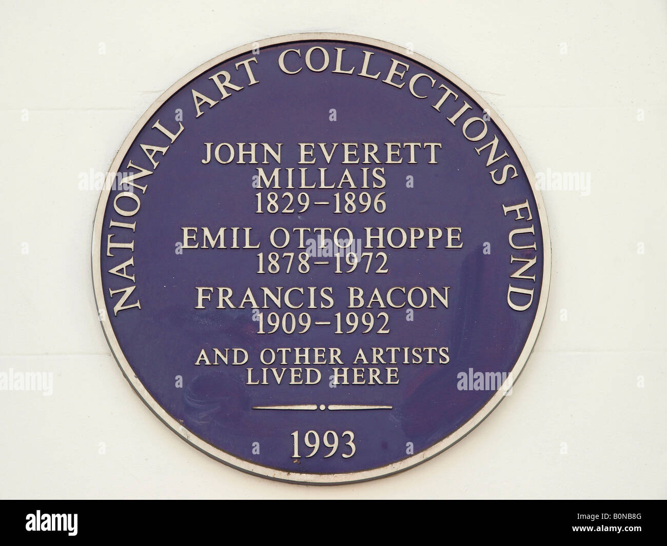 Plaque at 7 Cromwell Place London listing resident artists Emil Otto Hoppe, John Everett Millais and Francis Bacon. Stock Photo