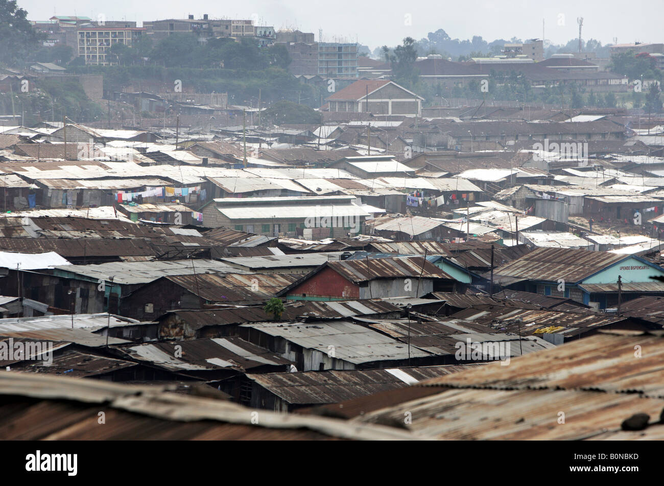 Slum Mathare Valley, one of the most notorious slums in Nairobi, Kenya Stock Photo
