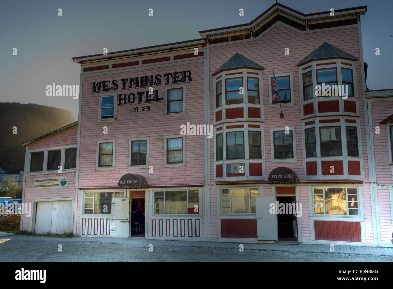 Front view of the Westminster Hotel in Dawson City, Yukon, Canada Stock ...