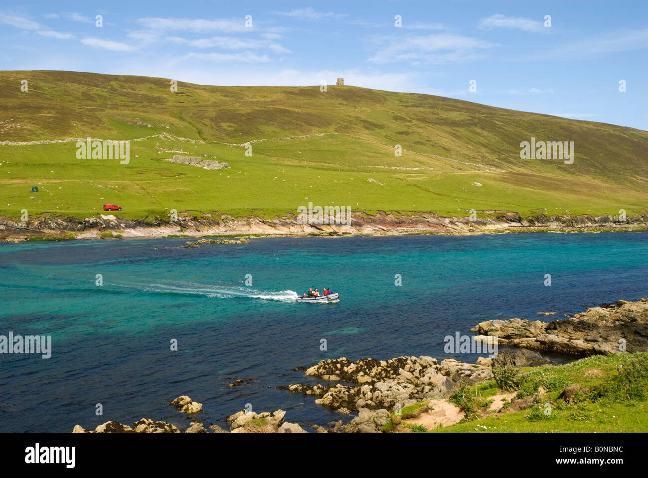 The ferry that runs between the islands of Bressay and Noss, Shetland Islands, Scotland, UK Stock Photo