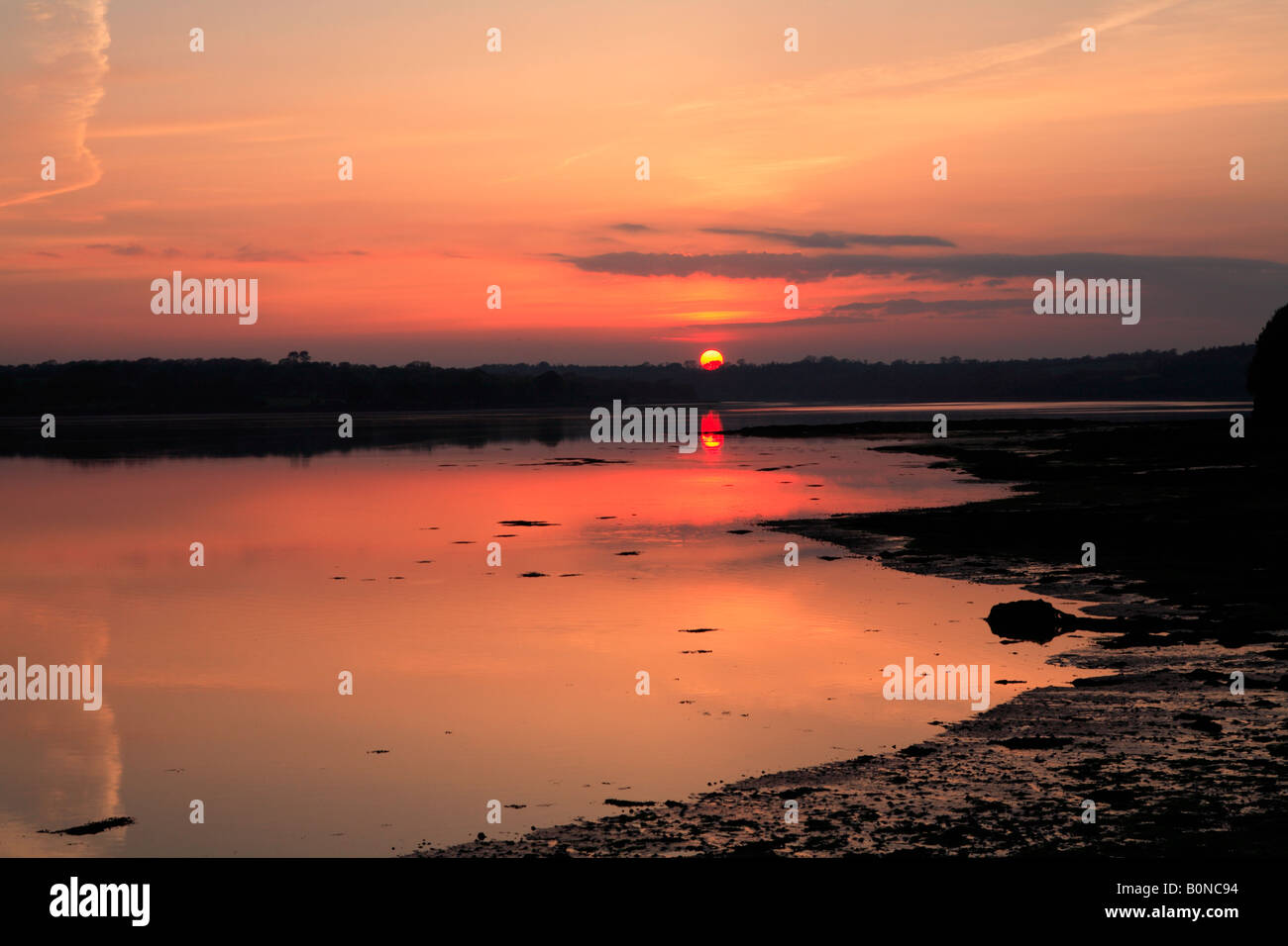 Sunset Landshipping Quay and Western Cleddau Narbeth Pembrokeshire