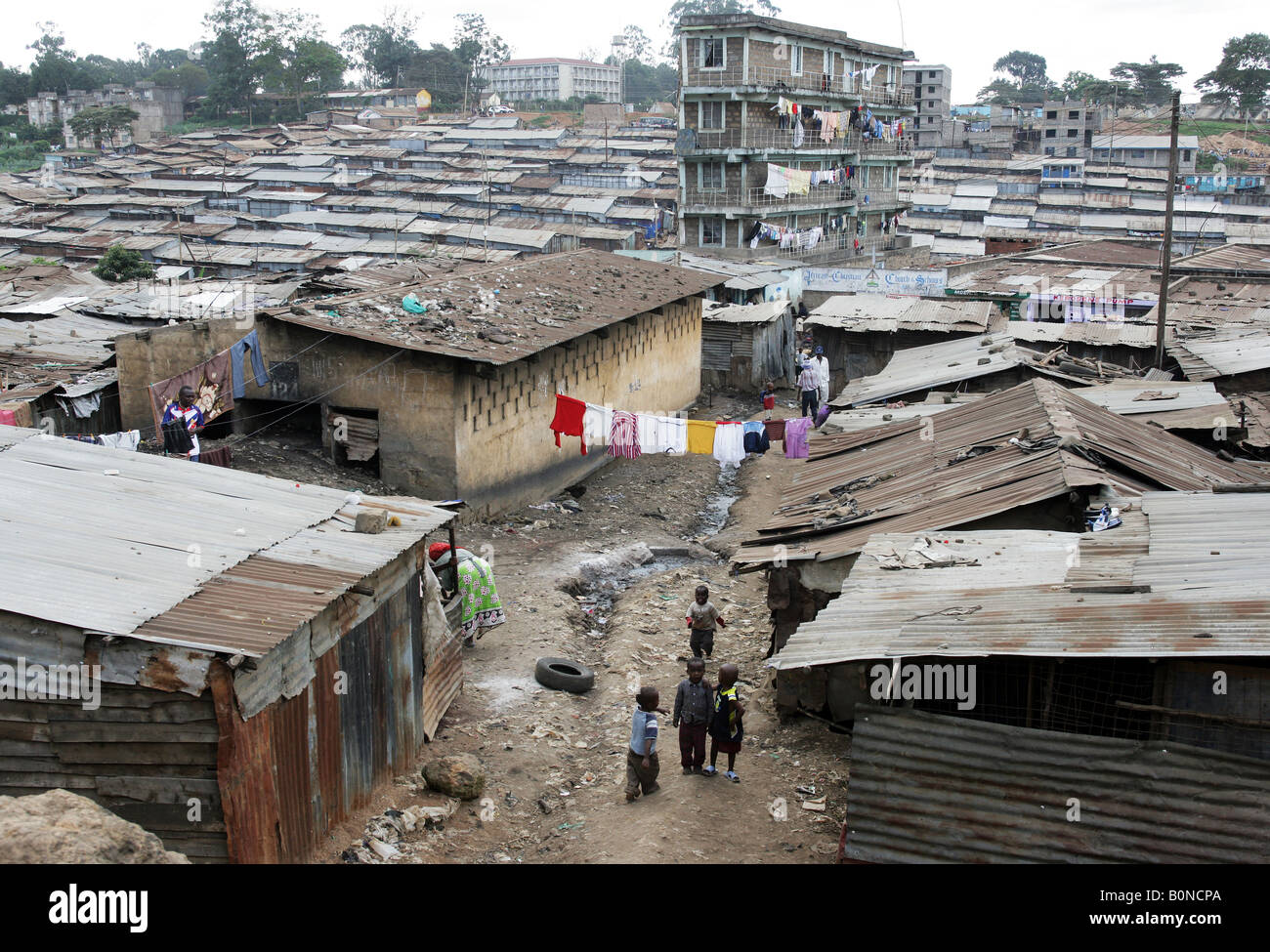 Mathare Valley, one of the most notorious slum in Nairobi, Kenya Stock