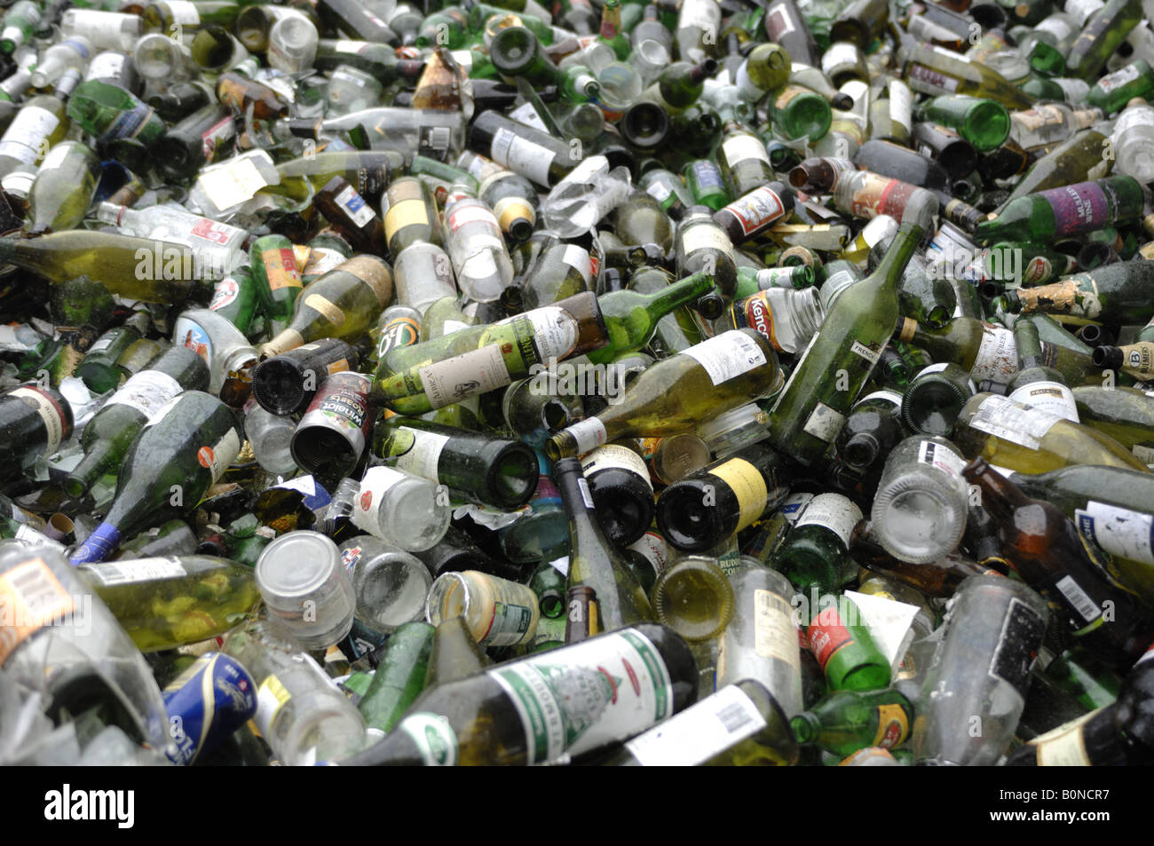 Mixed glass recycling at Teignbridge district council recycling yard in