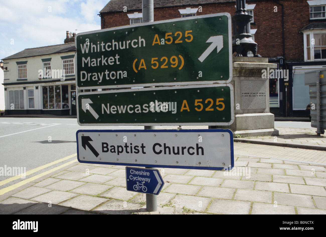 Road Sign In Audlem Stock Photo