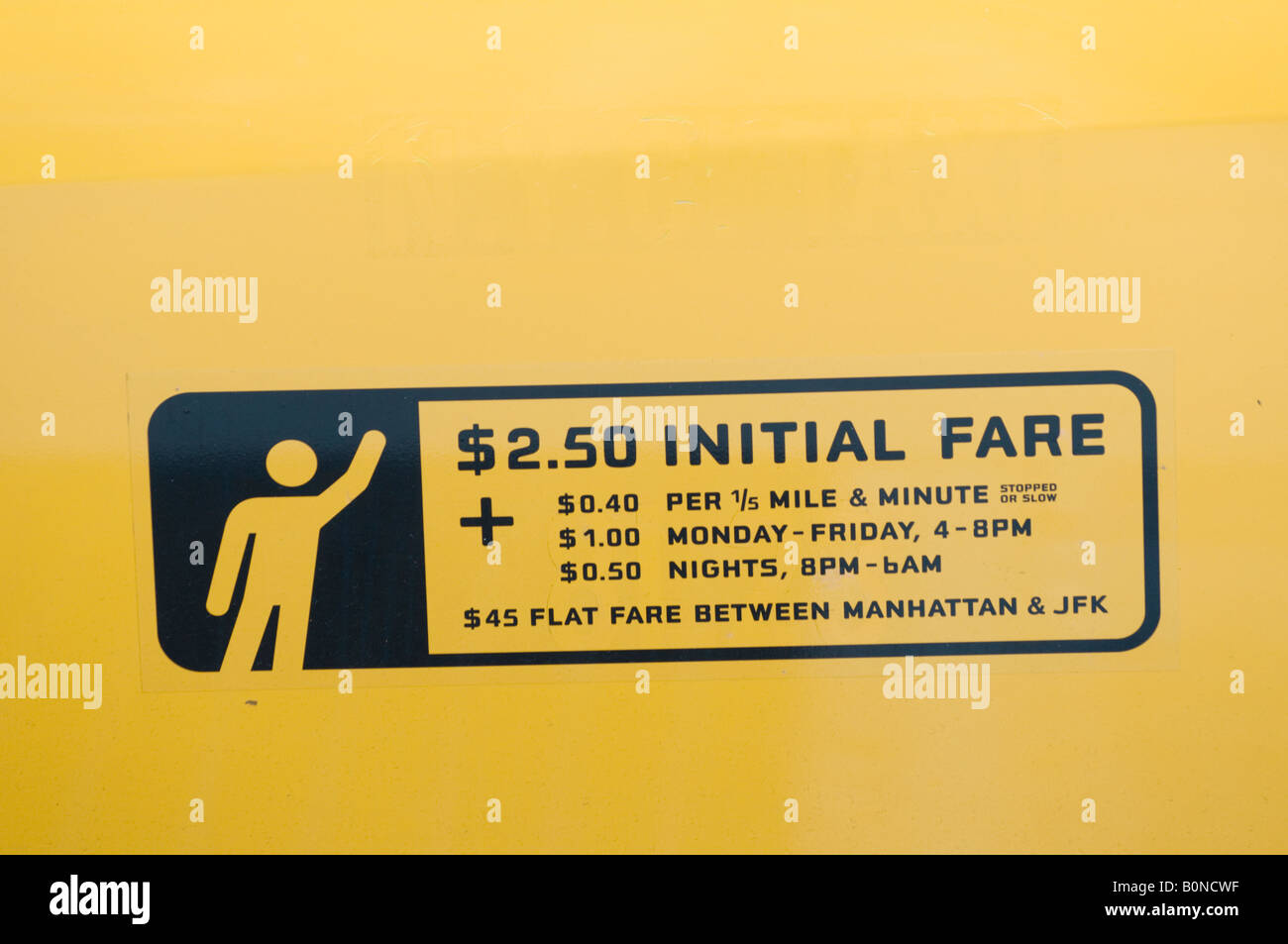 New York City taxi cab fare details Stock Photo