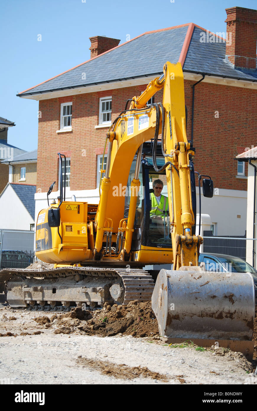 Eathmoving equipment on new housing development, Poundbury, Dorchester, Dorset, England, United Kingdom Stock Photo