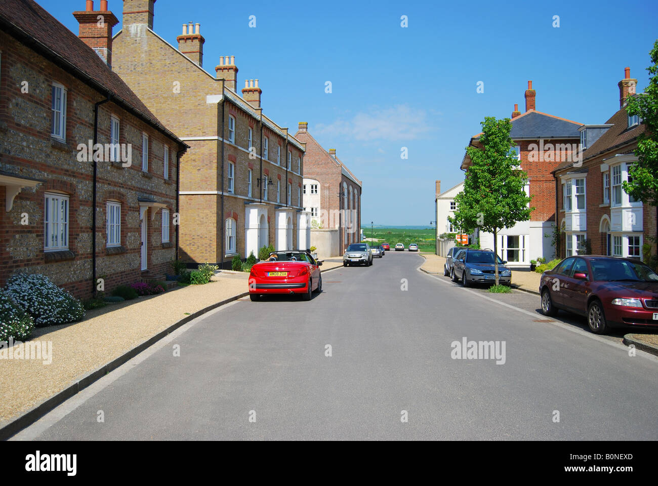 Street scene, Poundbury, Dorchester, Dorset, England, United Kingdom Stock Photo