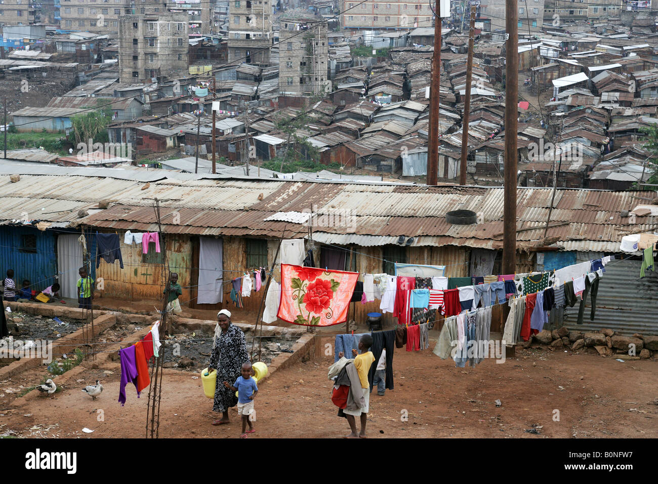 Mathare Valley, one of the most notorious slums in Nairobi, Kenya, Africa. Stock Photo