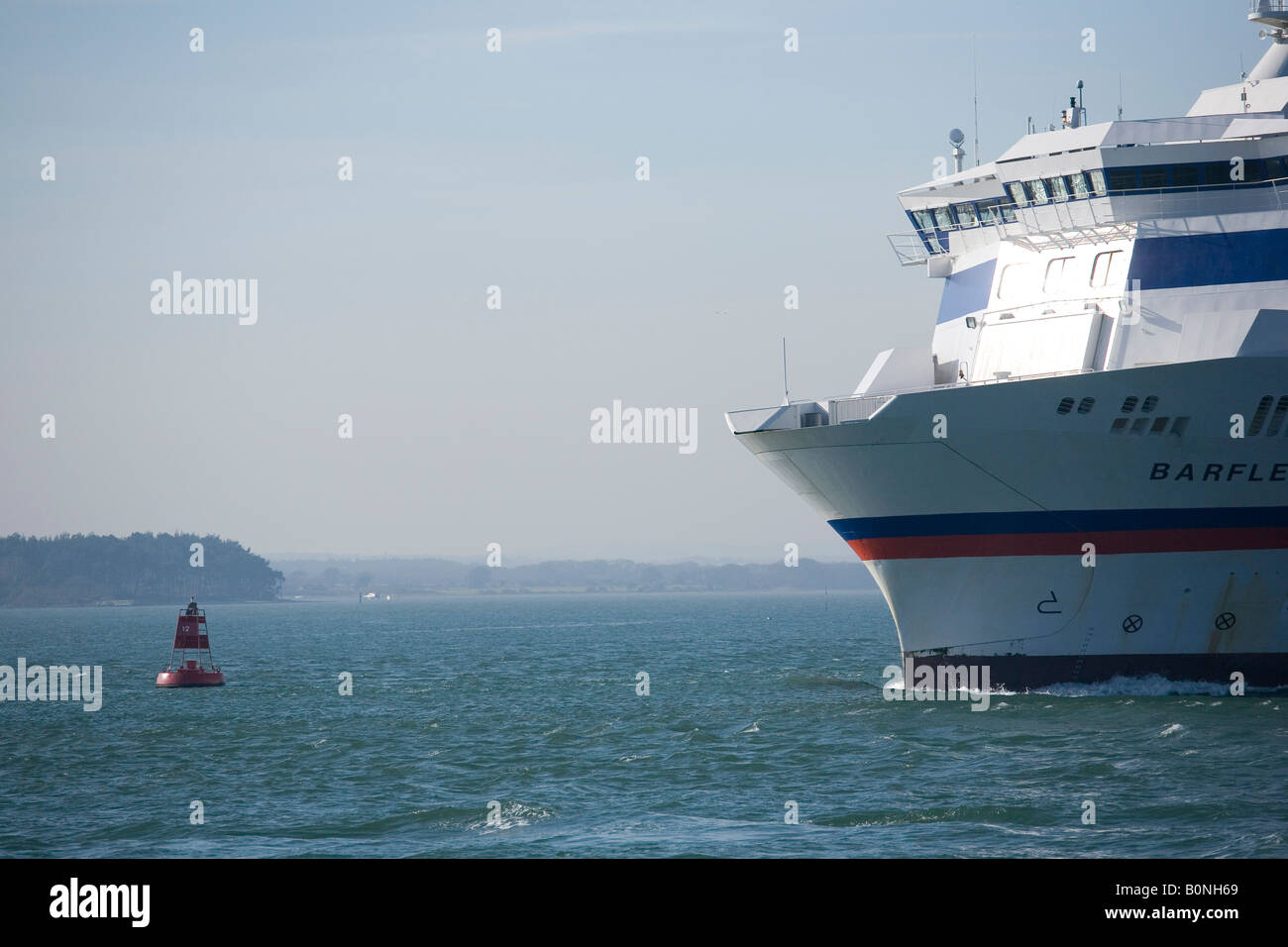 Cross channel ferry Barfleur leaves Poole for Cherbourg February 2008 Stock Photo