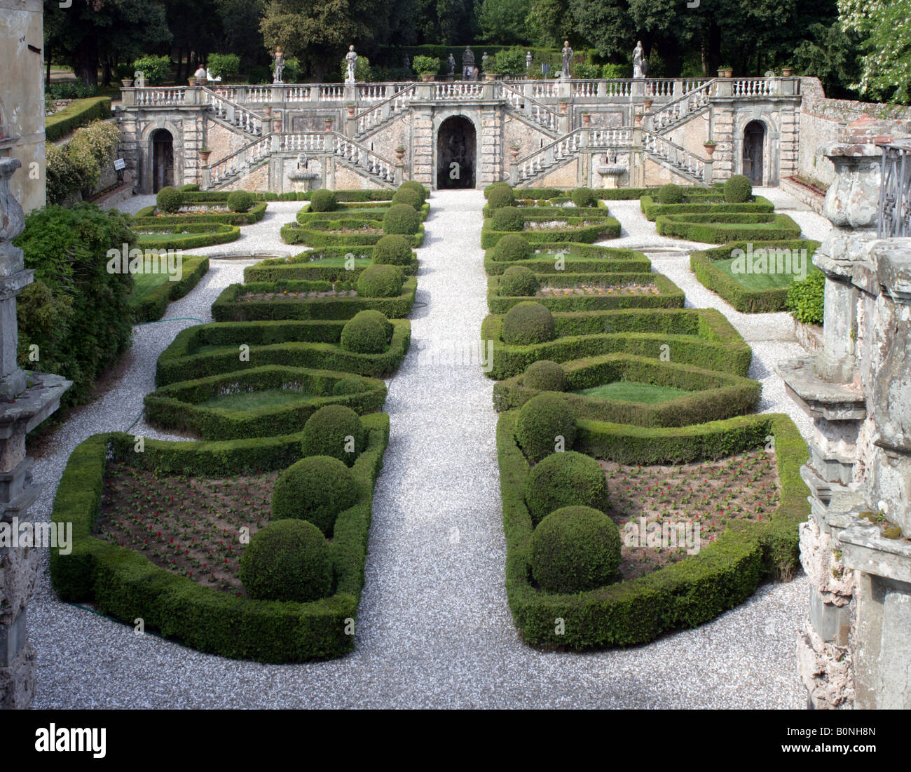 Villa Torrigiani Sunken Garden Tuscany Stock Photo