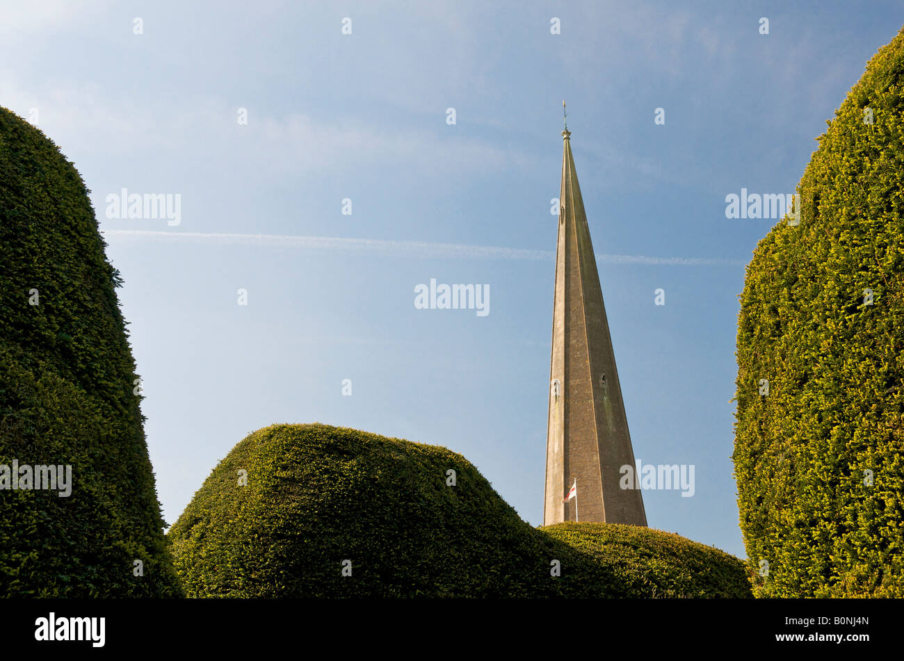 Yew trees in St Mary's church at Painswick in the Cotswolds Stock Photo