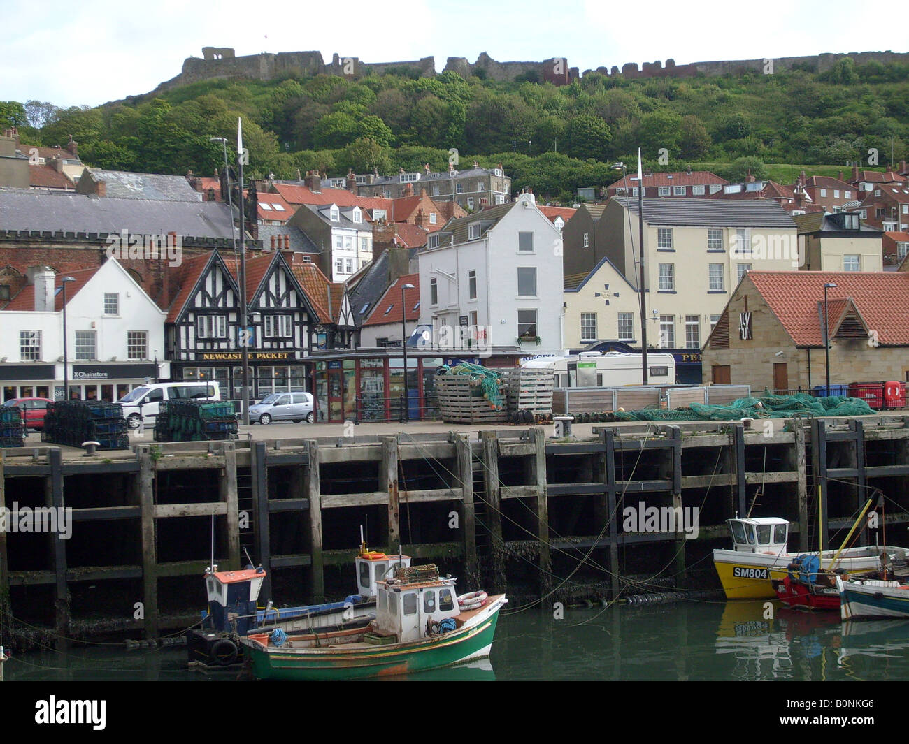 Scarborough harbour and old town, North Yorkshire, England. Stock Photo