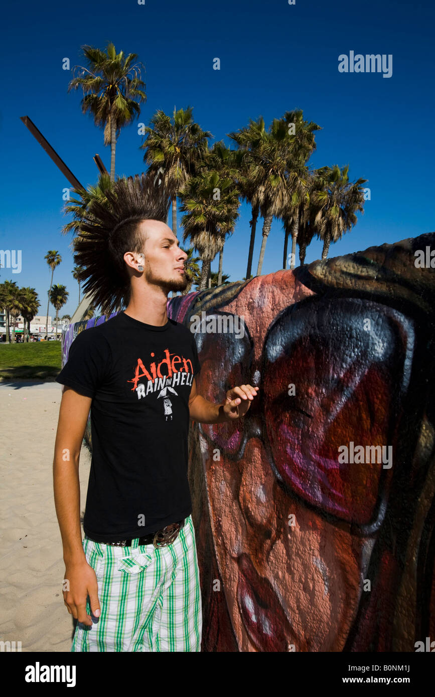 Man with Mohawk Venice Beach California USA Stock Photo Alamy