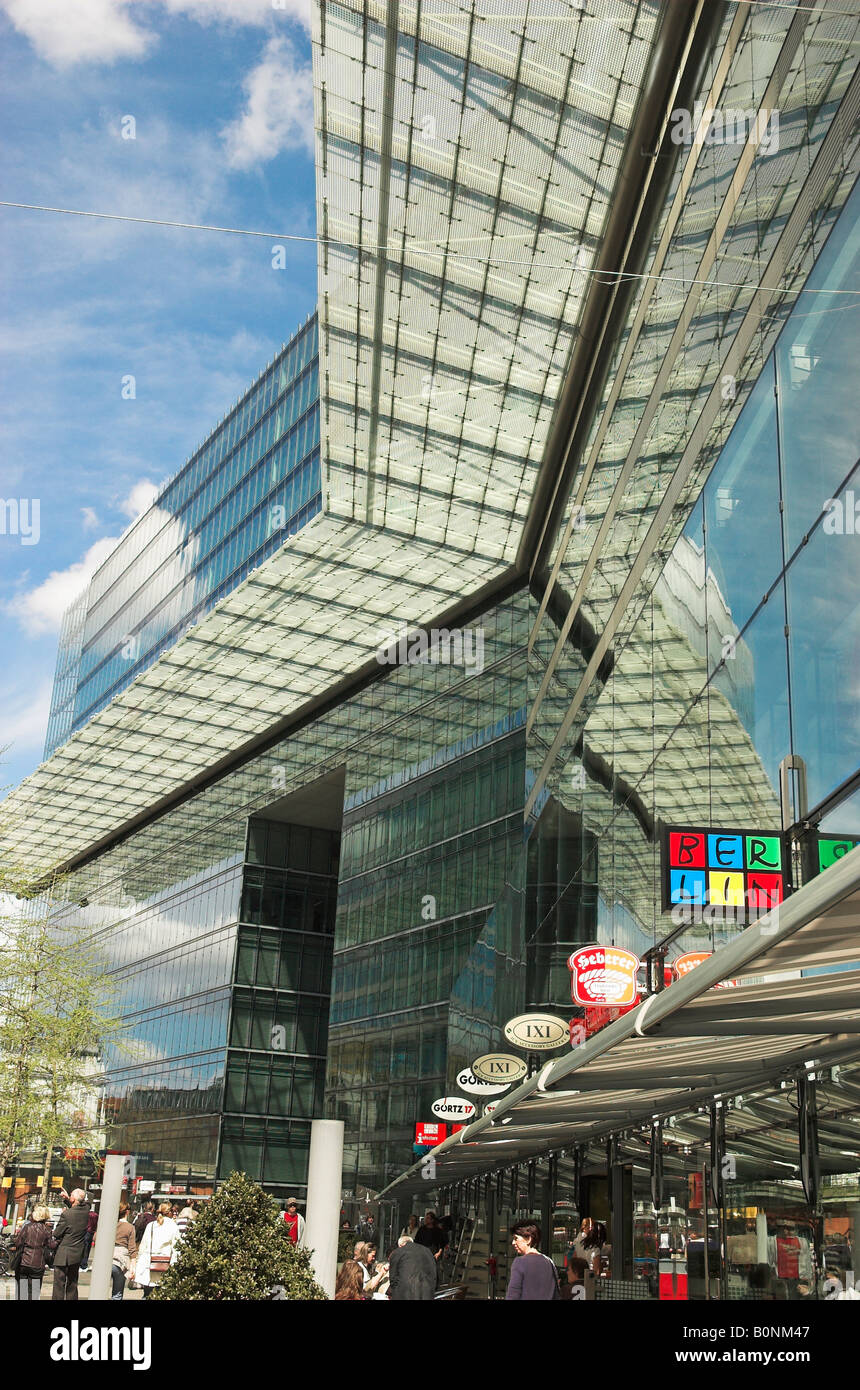 Glass façade of modern shopping centre at Kurfurstendamm Berlin Germany April 2008 Stock Photo