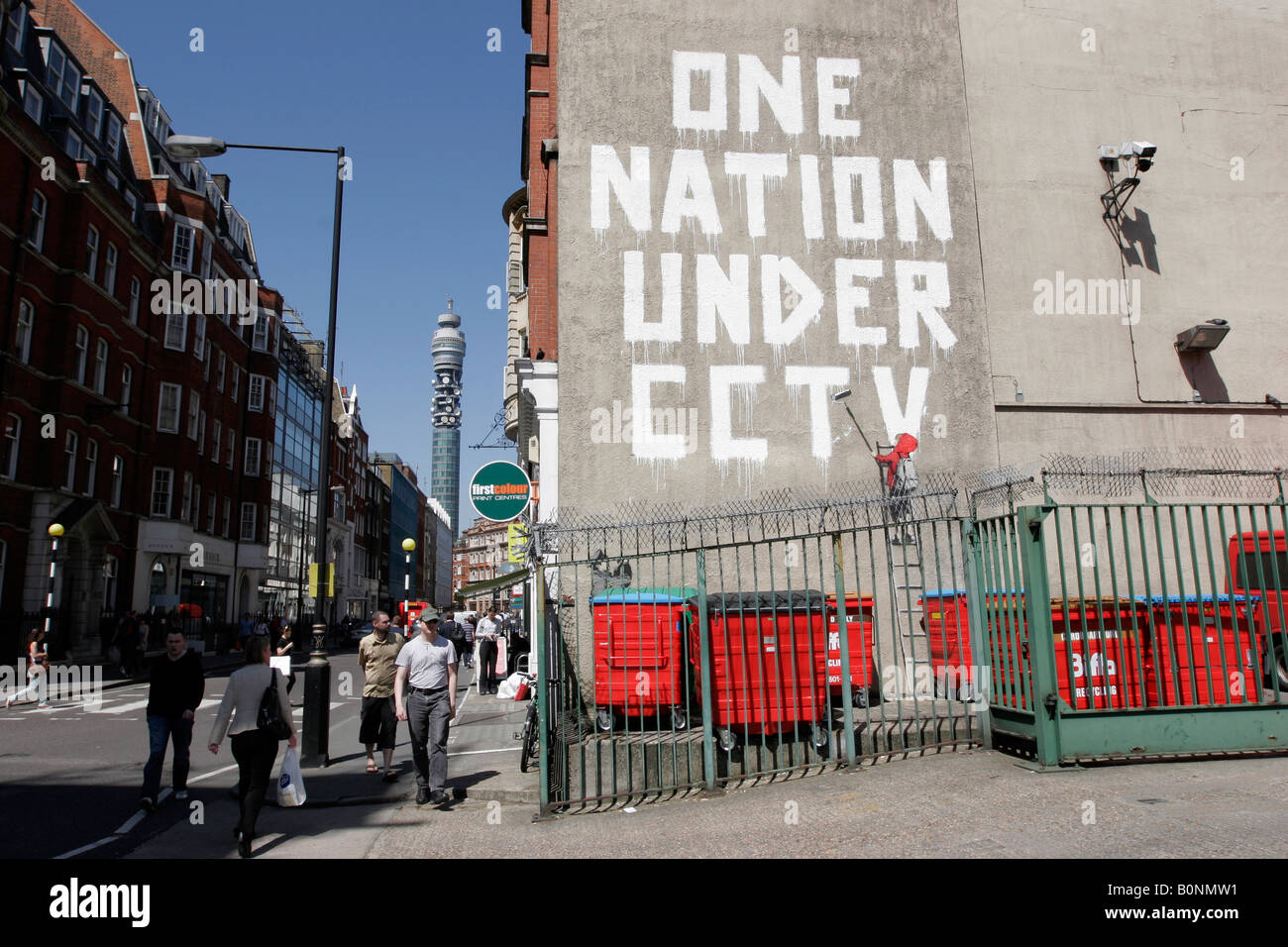 One Nation Under CCTV Street art by Banksy in London