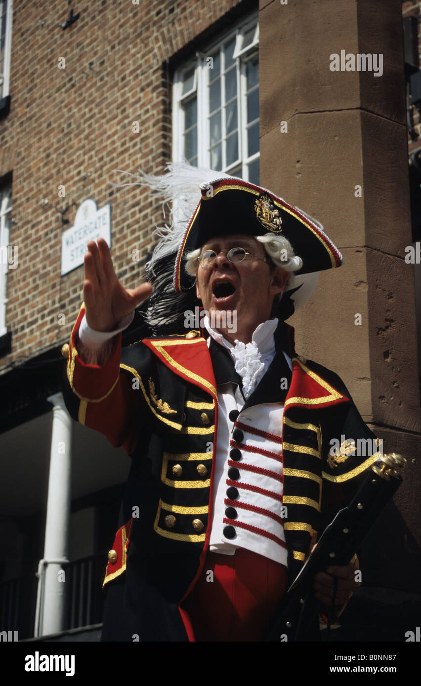 Traditional English Town Crier In Chester Stock Photo