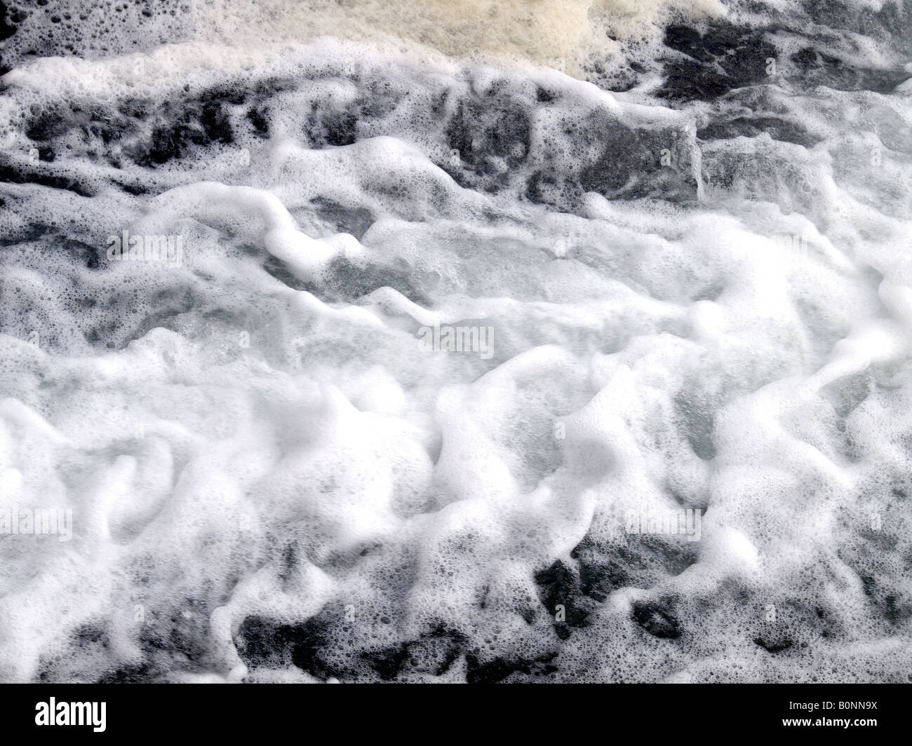 Fast flowing water, foaming into white wash Stock Photo