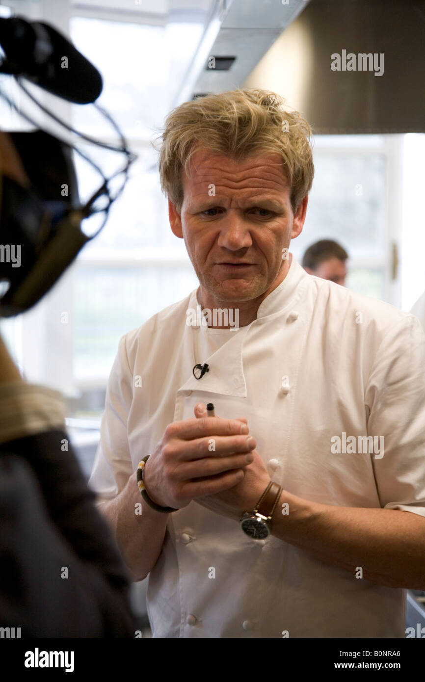 Preparations before the opening night of Gordon Ramsays new restaurant