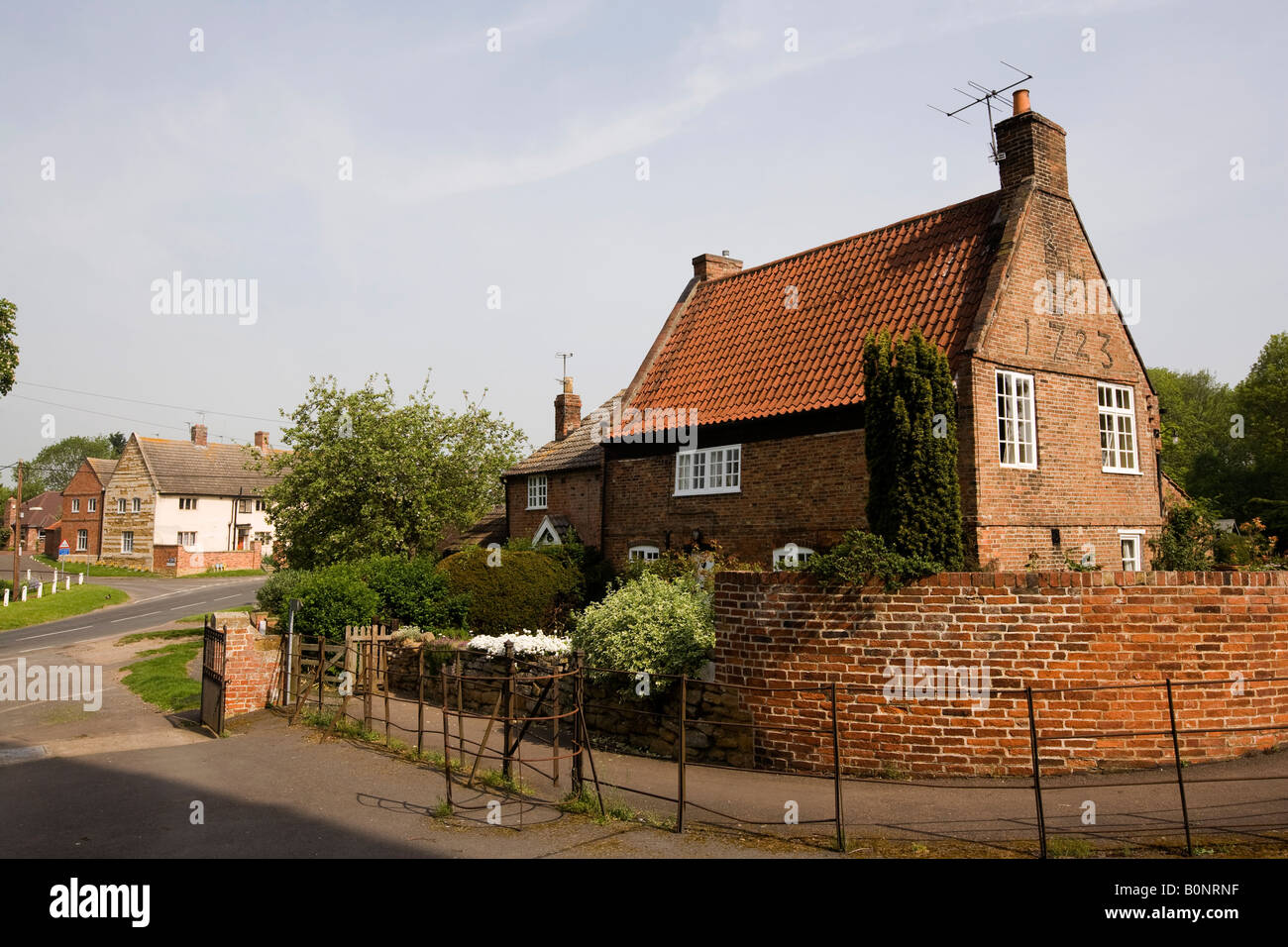UK England Lincolnshire Bottesford village house at entrance to
