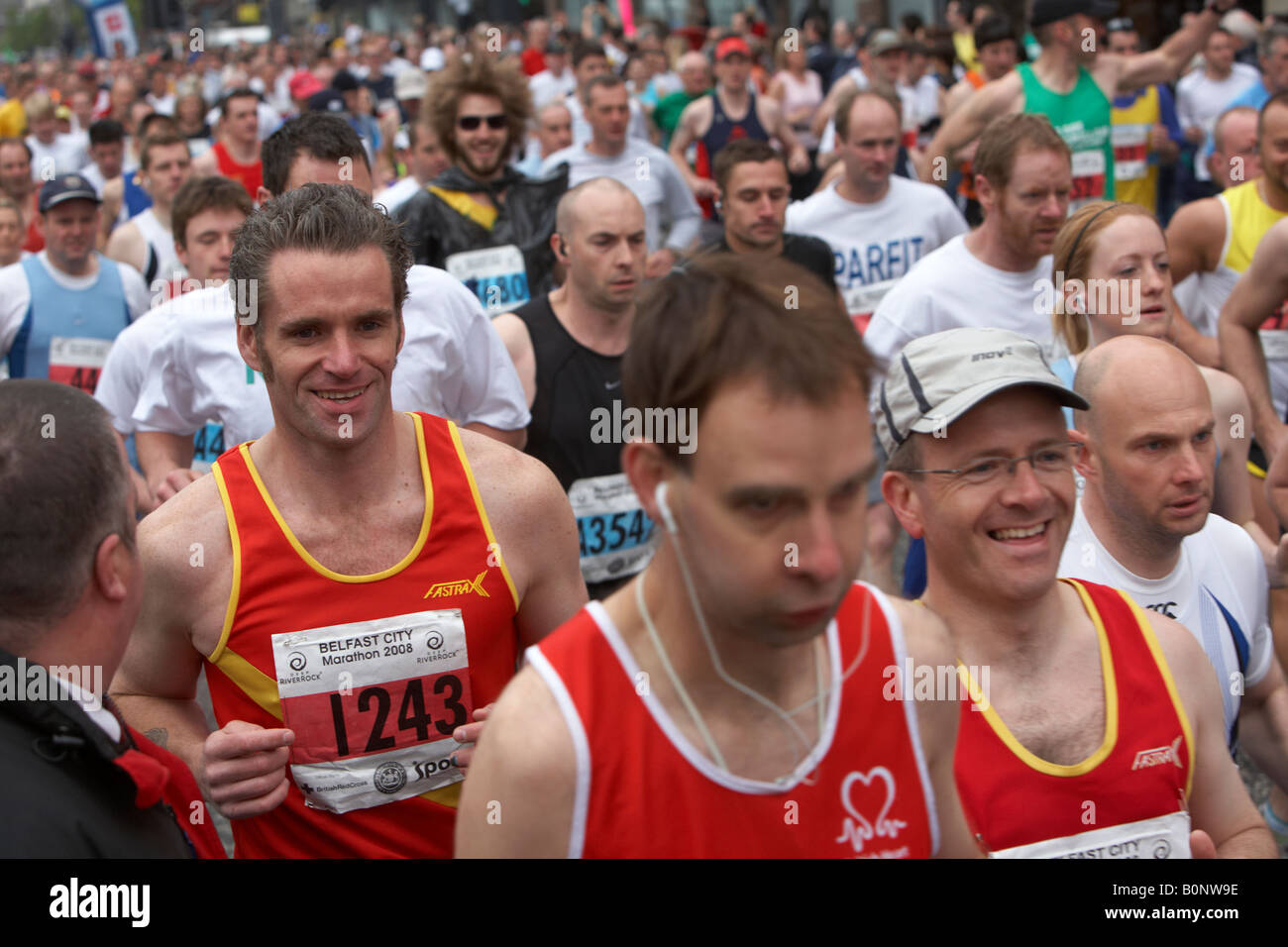competitors run past during the belfast marathon 2008 belfast city
