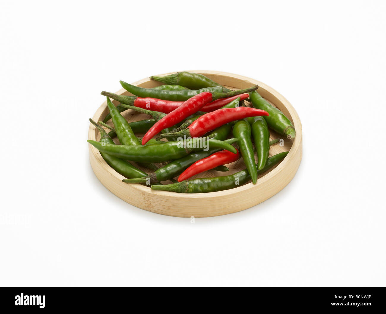 dish of red and green chillis Stock Photo