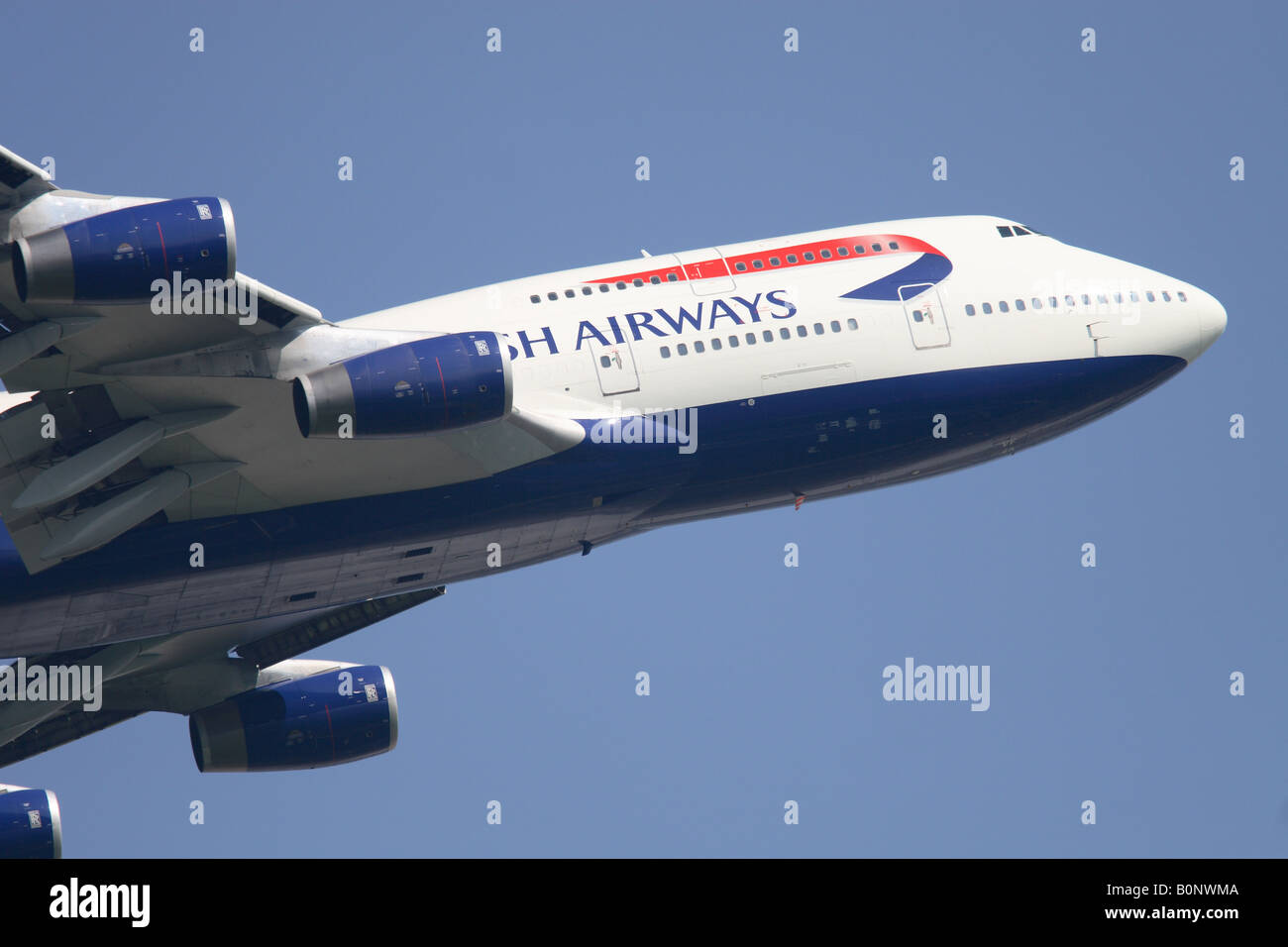 British Airways Boeing 747 747-400 jumbo jet departing flying taking off from London Heathrow airport Stock Photo