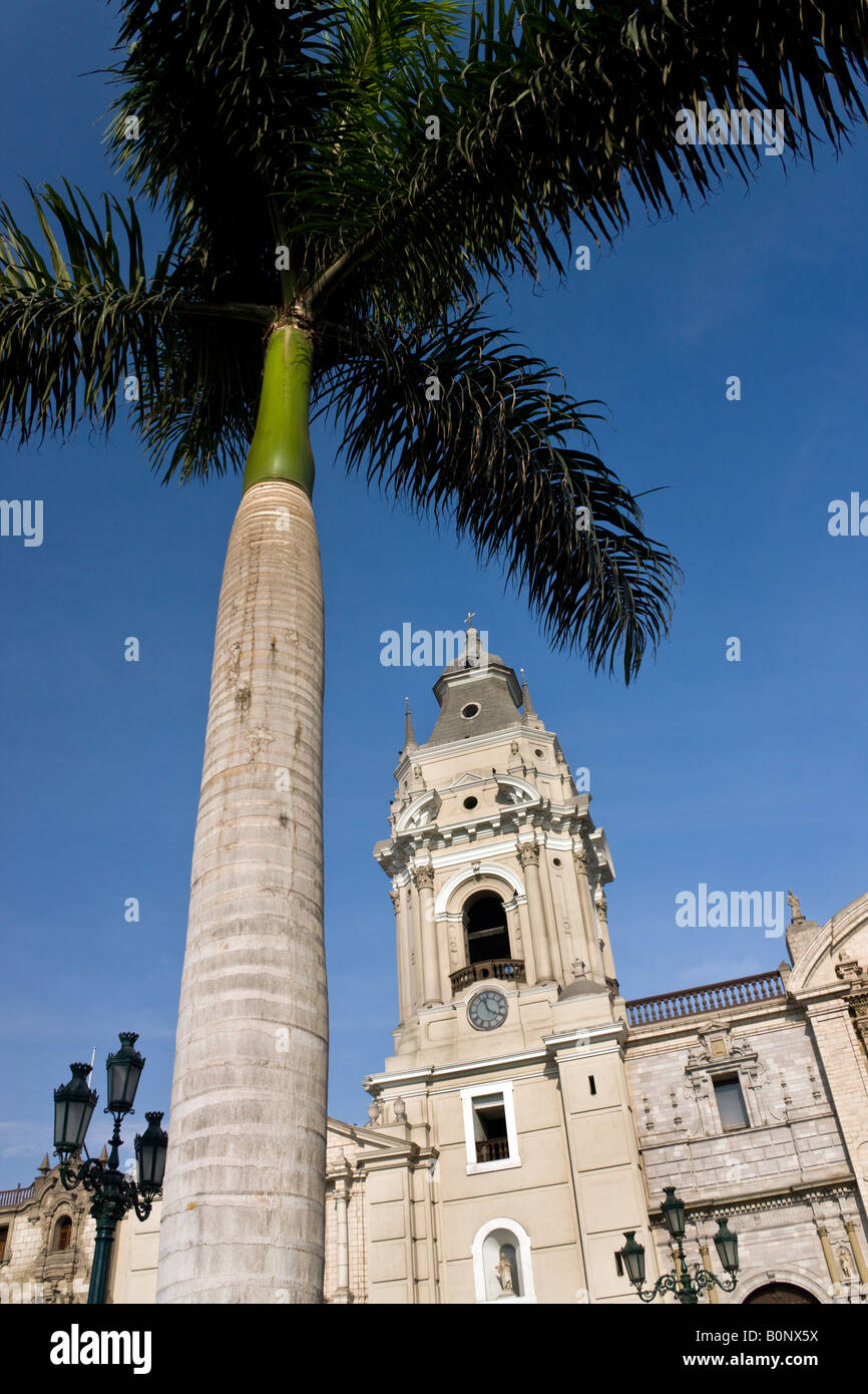Lima Cathedral in the Plaza de Armes in Central Lima in Peru. South America Stock Photo