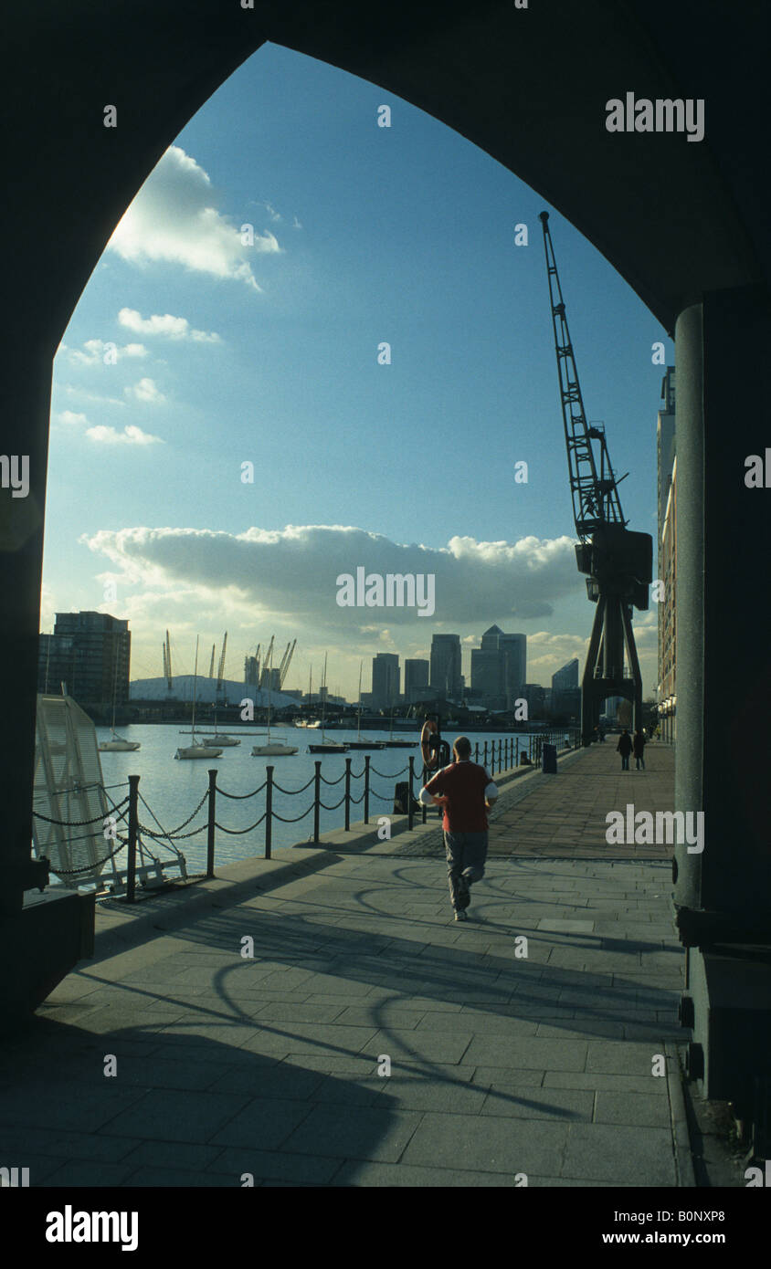 View of the Millennium Dome and Canary Wharf from the Royal Victoria ...