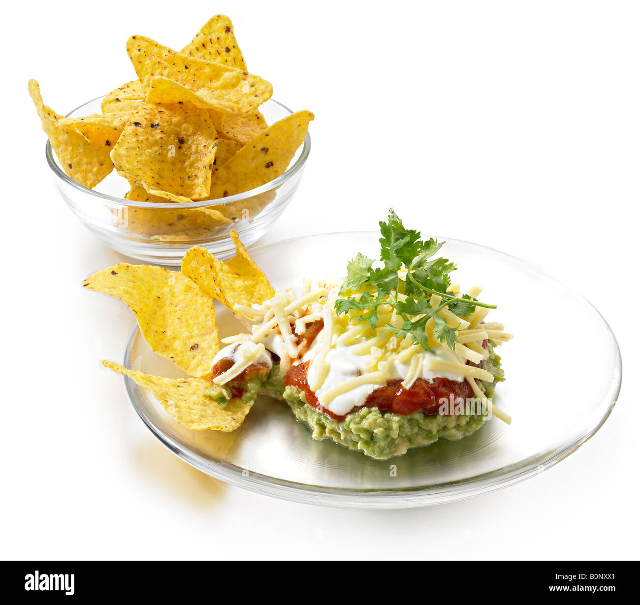 corn chips Avacado dip Stock Photo Alamy