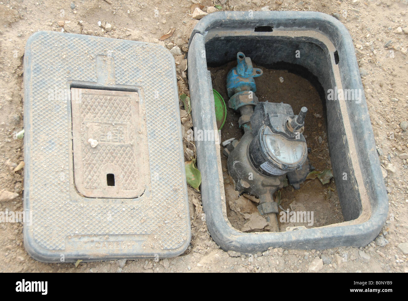 Controls to underground sprinkler system Stock Photo Alamy