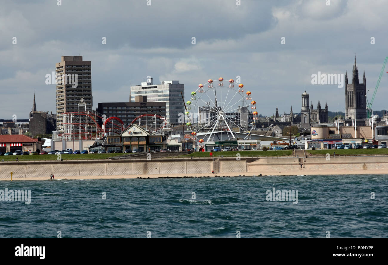 The funfair and beach front at the city of Aberdeen, Scotland, UK Stock Photo