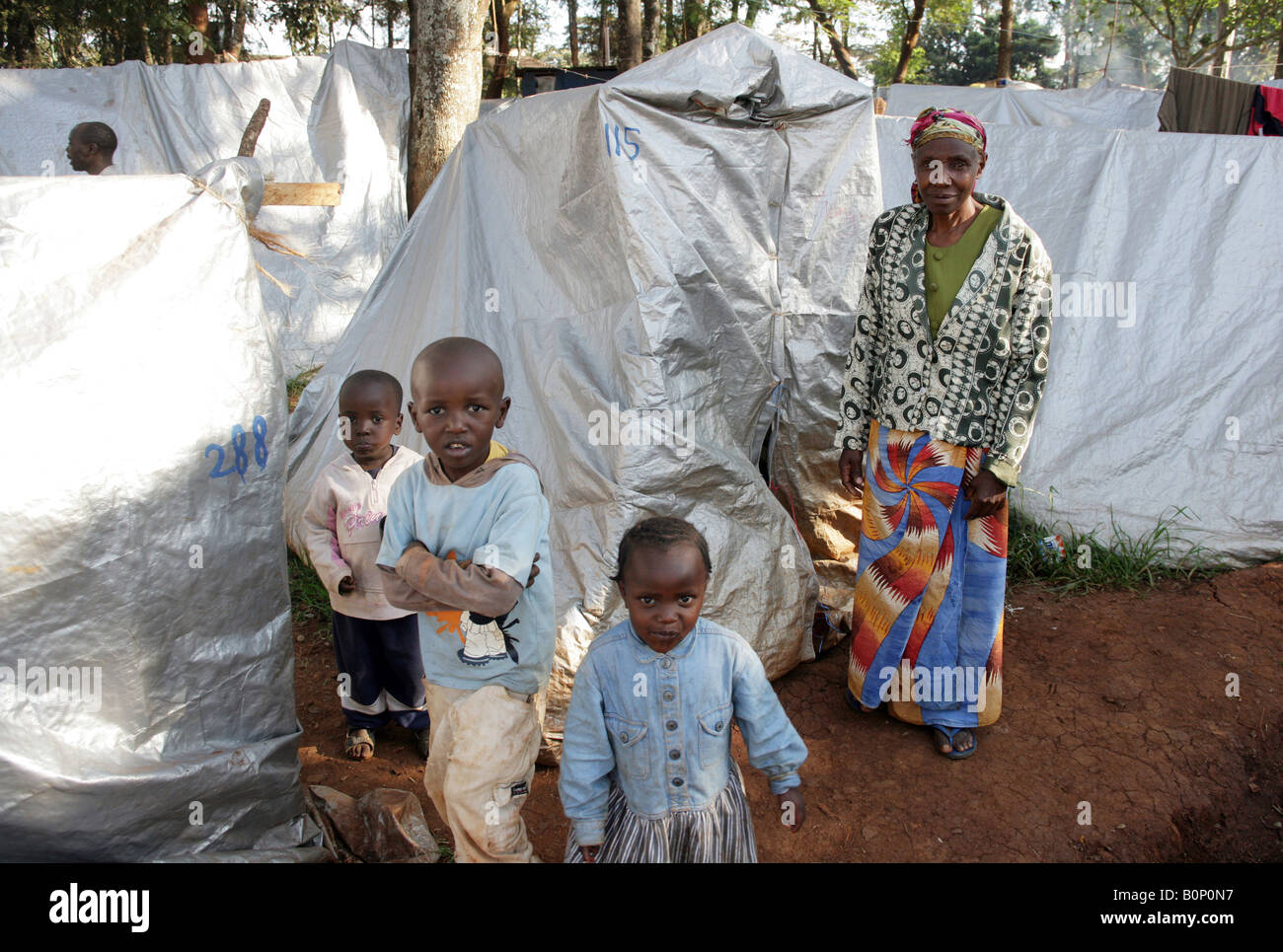 Kenyan refugees (internally displaced people = IDPs) at the refugee camp Riruta in Nairobi Stock Photo