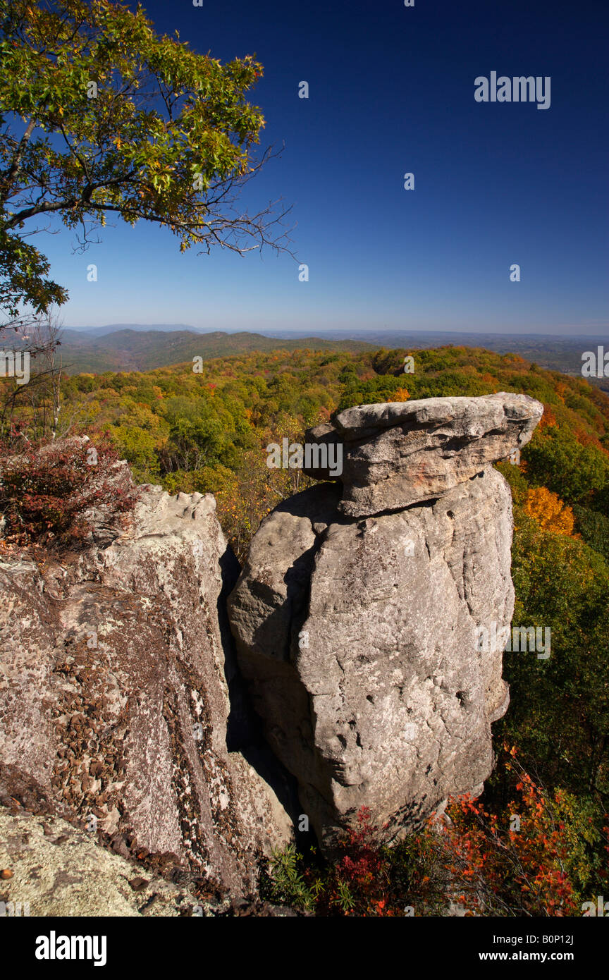 View of tall rock formation from mountain top Mclean Rock Cumberland Mountains Stock Photo