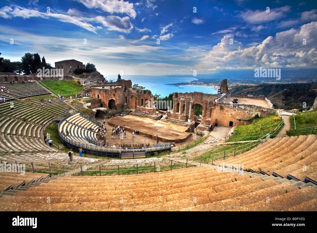 The Greek theatre in Taormina Sicily Italy Stock Photo