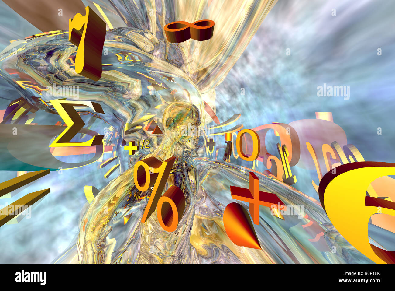 Man in the world of mathematics Stock Photo Alamy