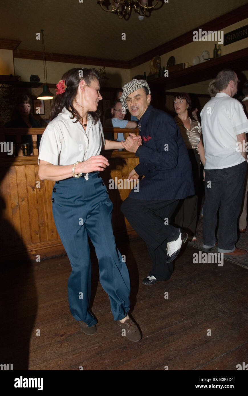Pontins Holiday Camp, Camber Sands Sussex England. Rhythm Riot Retro Weekend couple dancing the jive, 2000s 2007 HOMER SYKES Stock Photo