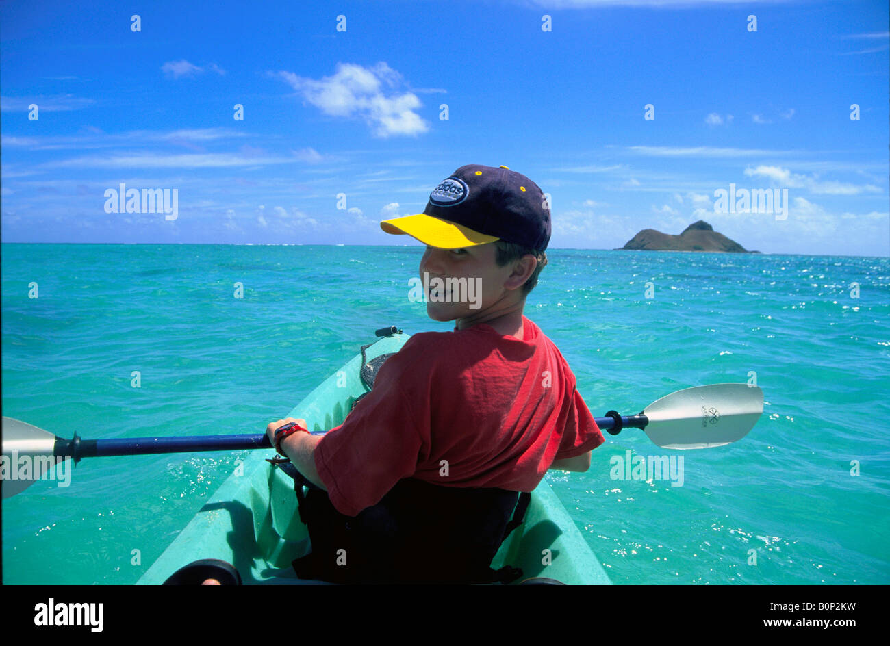 Kayaking Kailua Bay Kailua Oahu Hawaii USA Stock Photo Alamy
