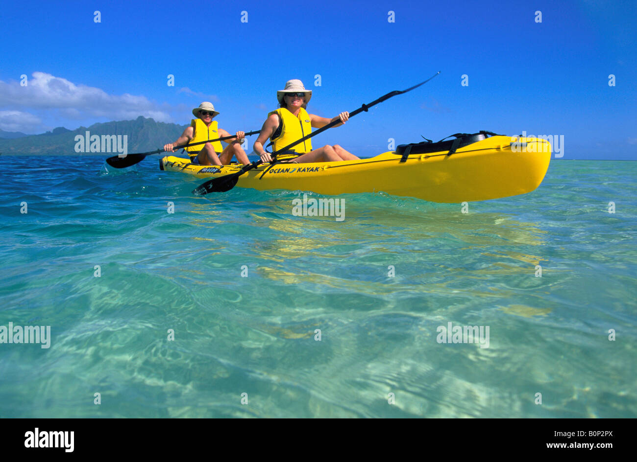 Kayaking Kaneohe Bay Kaneohe Oahu Hawaii USA Stock Photo Alamy