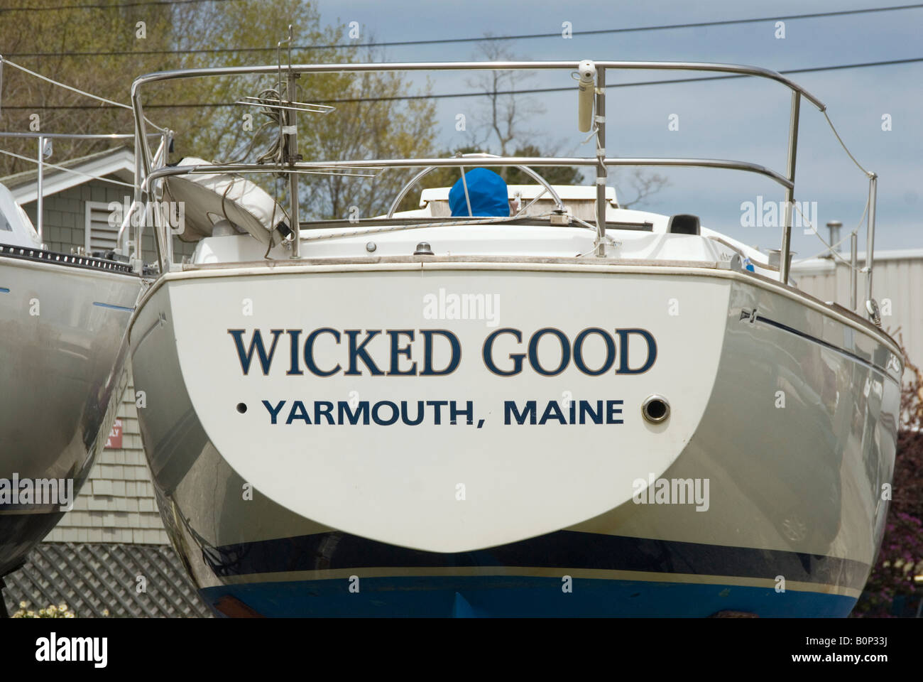 Boat in Freeport Maine Boatyard Stock Photo Alamy